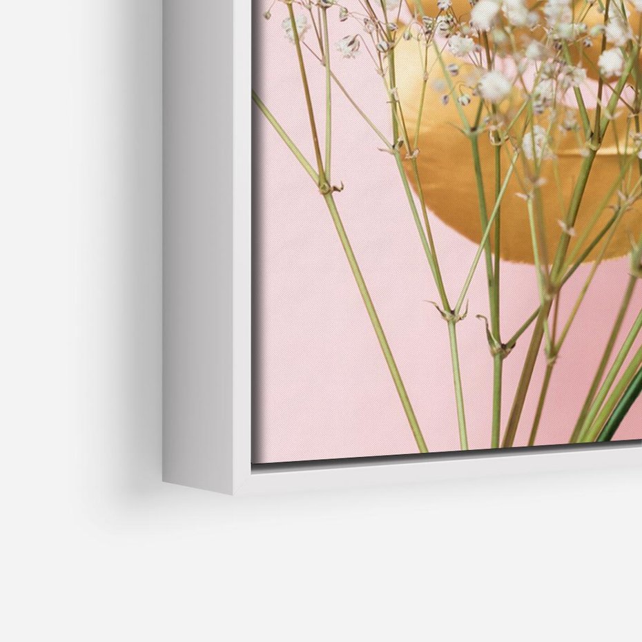 Obraz w ramie 70x50 - Blask Natury - złote, liście - rama biała