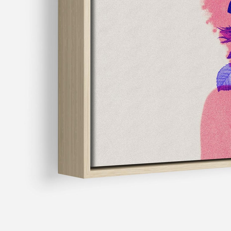 Obraz w ramie 100x70 - Kwiaty we Włosach - różowa postać, grafika - rama drewno