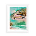 Plakat w ramie 40x50 - Na Zboczu - akwarela, nadmorski pejzaż - rama biała