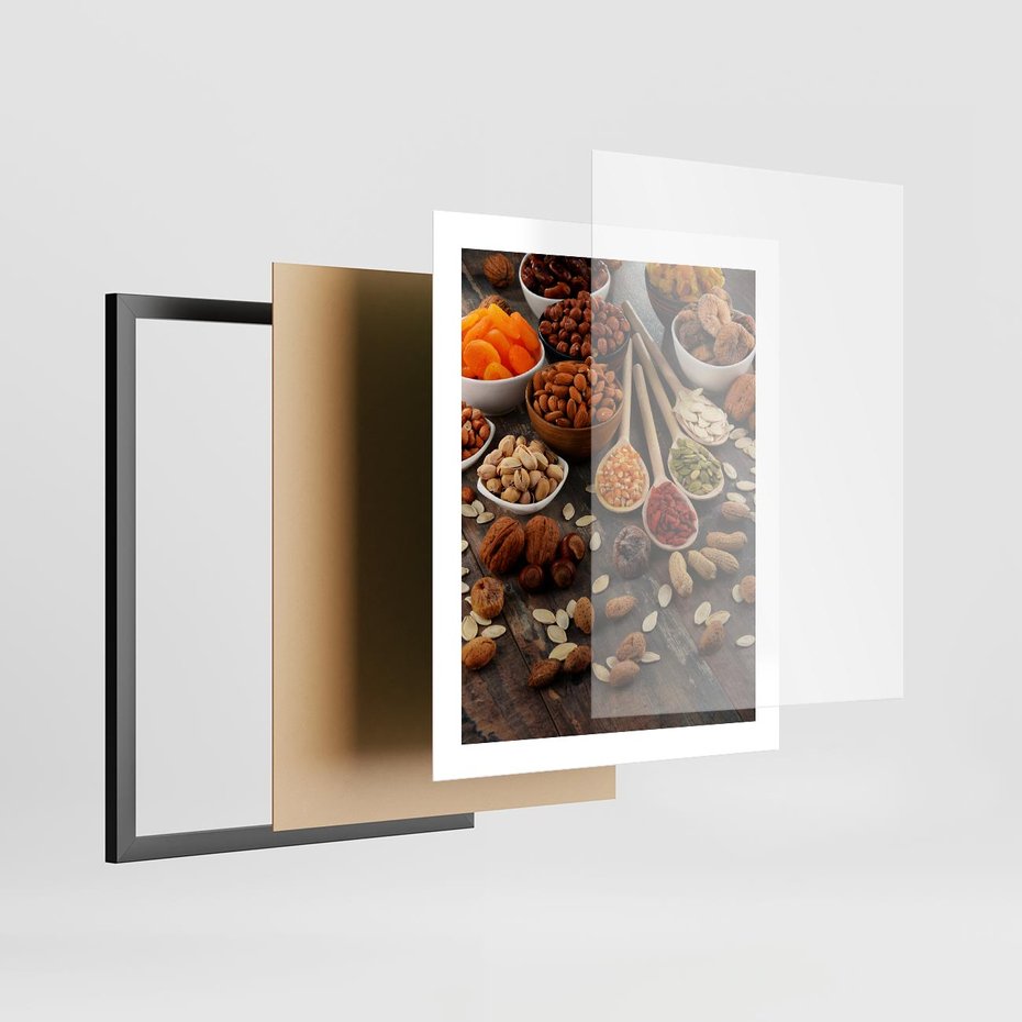 Plakat w ramie 40x50 - Szlachetne smaki kuchni - nasiona, bakalie - rama czarna
