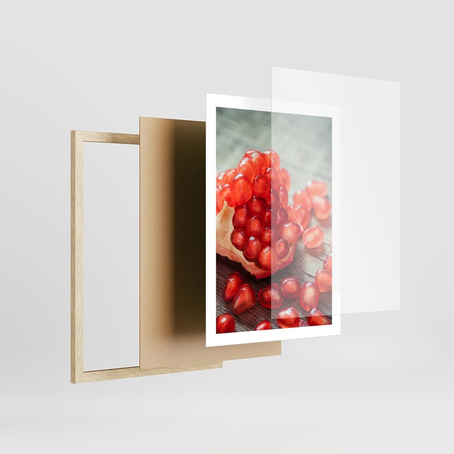 Plakat w ramie 50x70 - Granatowa Inspiracja Kuchni - granat, kuchnia - rama drewno