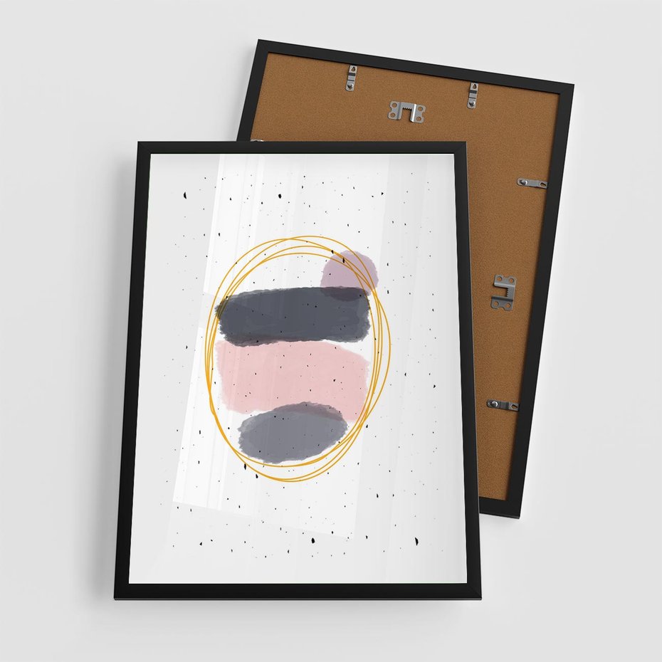 Plakat w ramie 50x70 - Migocące Odbicia - abstrakcyjna kompozycja, jak ręcznie malowana - rama czarna