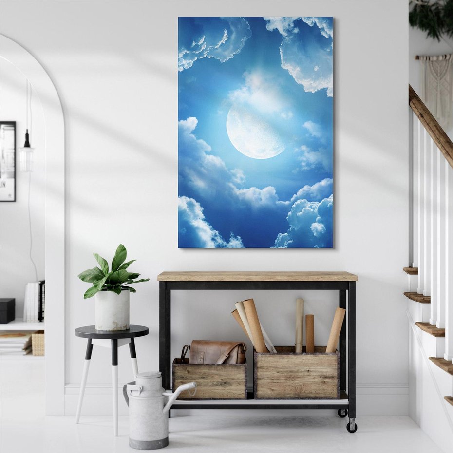 Obraz na płótnie 50x70 - Księżycowe Chmury - księżyc, chmury