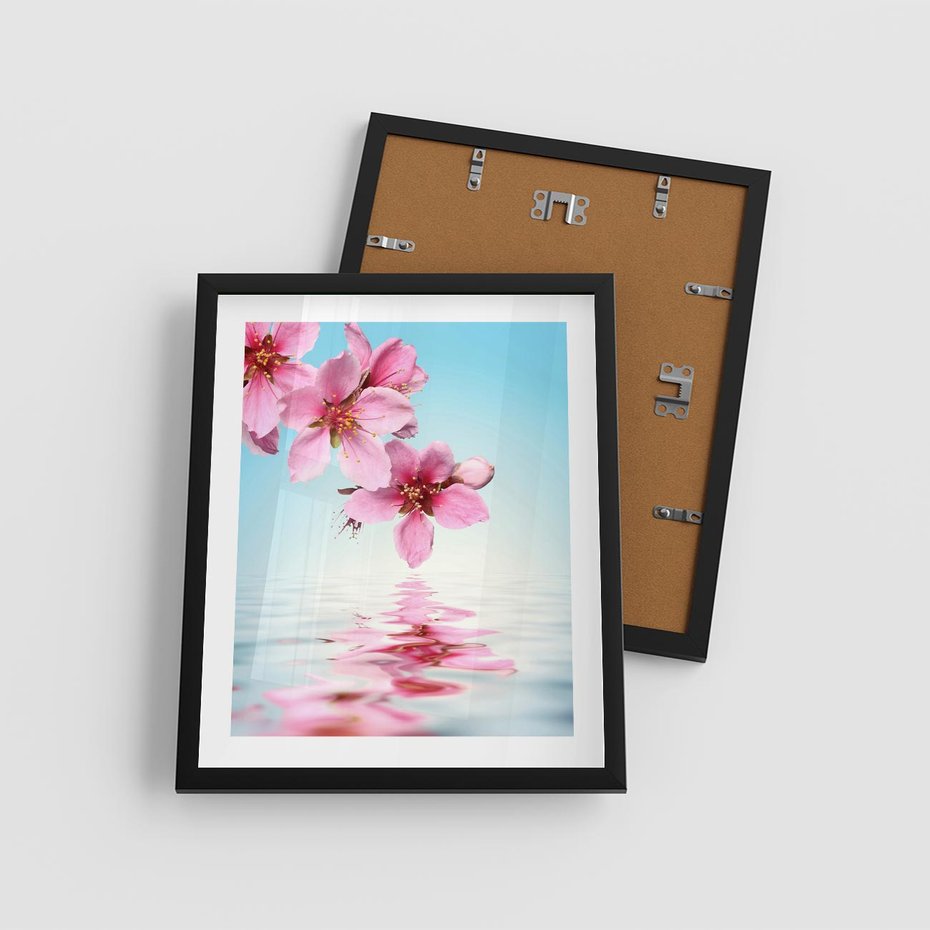 Plakat w ramie 40x50 - Magia kwitnącej wiśni - kwitnąca, wiśnia - rama czarna