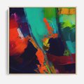 Obraz w ramie 50x50 - Abstrakcyjne wizje czasu - żywe radosne kolory, plamy kolory - rama drewno