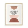 Plakat w ramie 50x70 - Geometryczna Harmonia w Brązach i Beżach - geometryczne kształty, brązy i beże - rama drewno