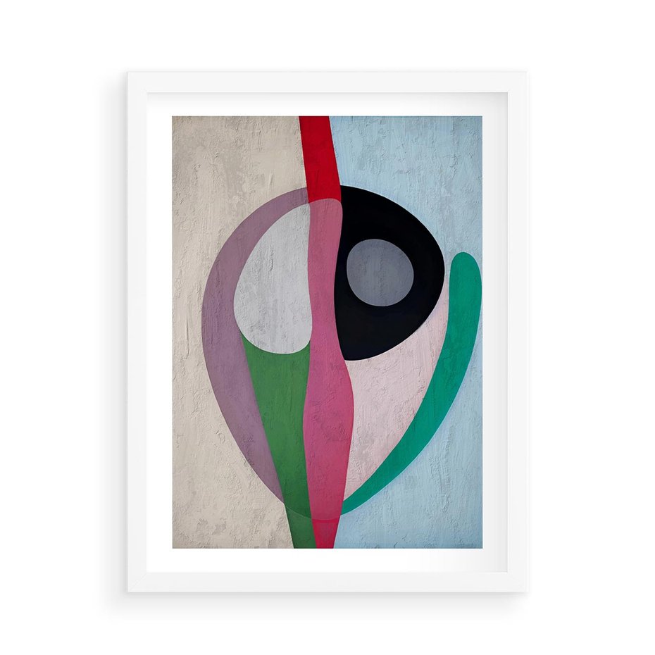 Plakat w ramie 50x70 - Wibracje Kolorów Marzeń - abstrakcyjne dziwne kształty, olejny obraz - rama biała
