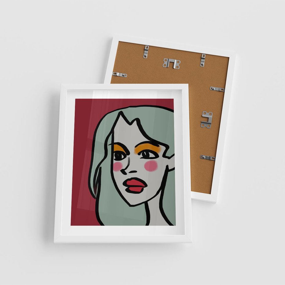 Plakat w ramie 40x50 - Ekspresja Linii - nowoczesny plakat, mocna linie - rama biała