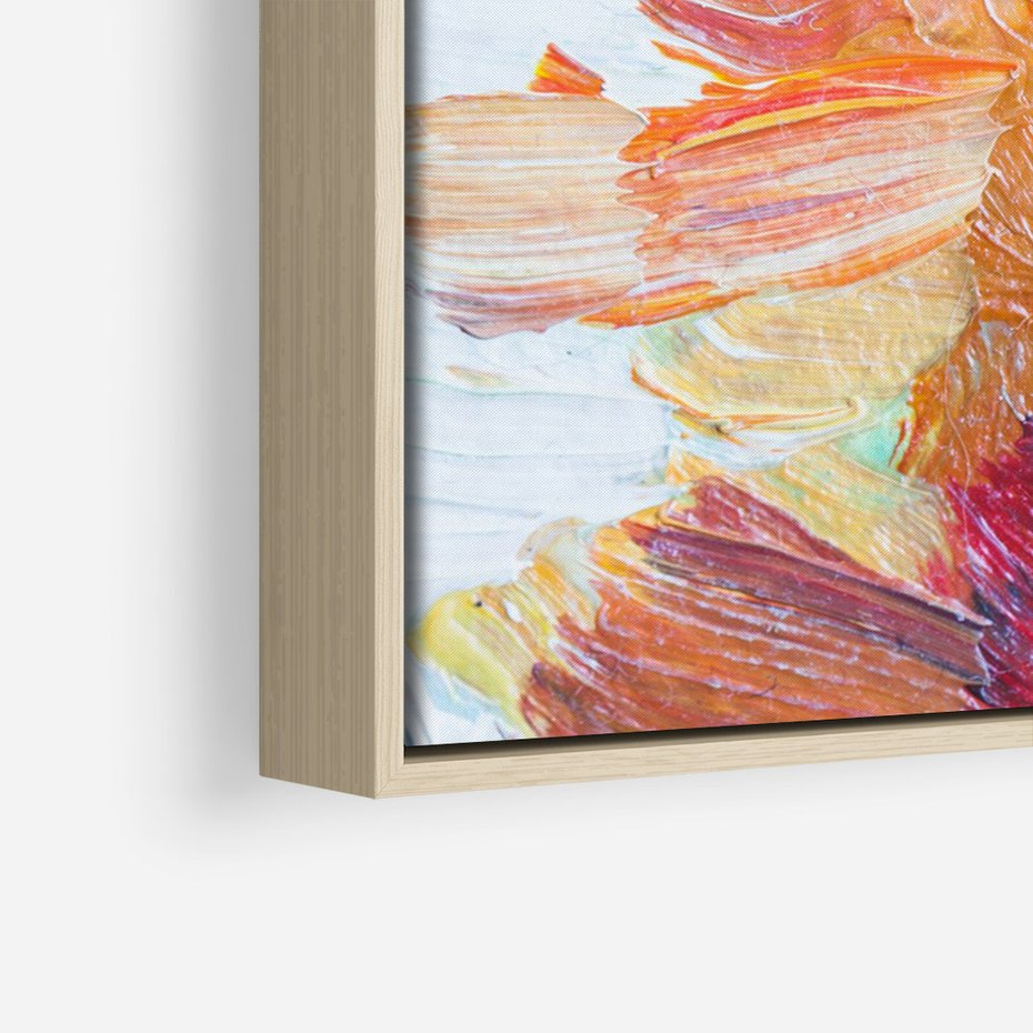 Obraz w ramie 50x70 - Kwiatowe Harmonie - zbliżenie na obraz olejny, gruba warstwa farby - rama drewno