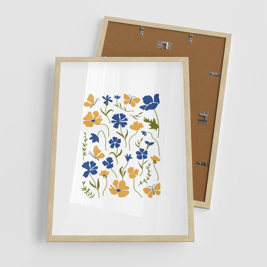 Plakat w ramie 50x70 - Odgłosy Wizji - kwiaty, sztuka nowoczesna - rama drewno