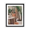 Plakat w ramie 40x50 - Boho Oaza: Kaktusy w Doniczkach - rośliny kaktusy w doniczkach, boho wnętrze - rama czarna