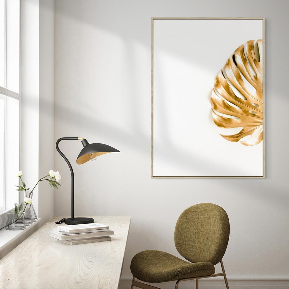 Obraz w ramie 80x120 - Przyjemność dla Oczu - złote, liście - rama drewno