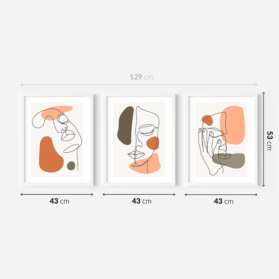 Zestaw obrazy w ramie 40x50 galeria - Graficzne, twarze, kobiet, nowoczesny - rama biała