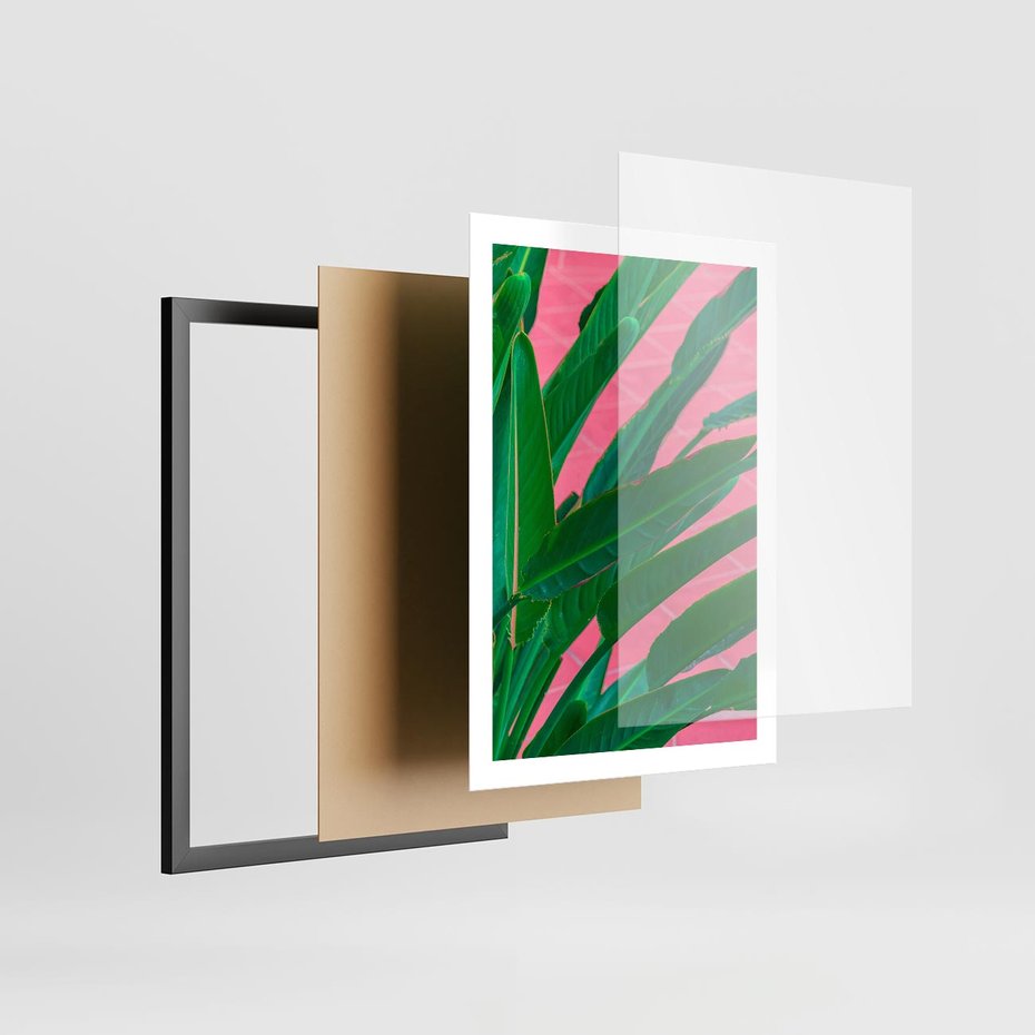 Plakat w ramie 50x70 - Odezwij się do przeszłości - liście, retro - rama czarna