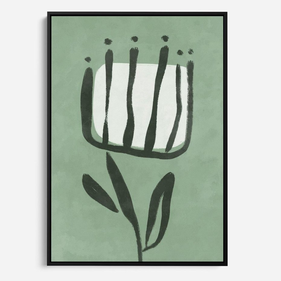 Obraz w ramie 50x70 - Objęcia Zieleni - zielona abstrakcja, zgaszona zieleń - rama czarna