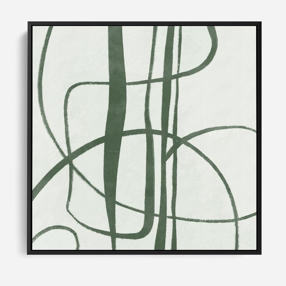Obraz w ramie 50x50 - Zielony Spokój - zielona abstrakcja, spokojny plakat - rama czarna