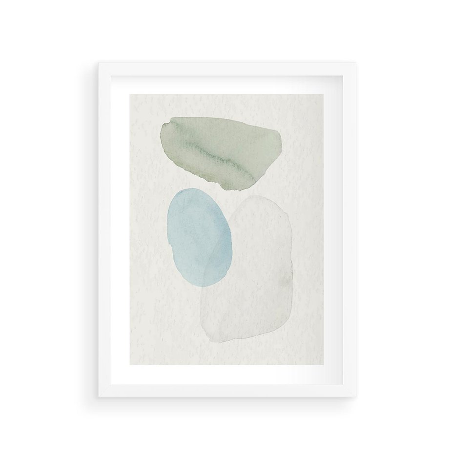 Plakat w ramie 30x40 - Akwarelowa Symfonia Natury - abstrakcyjne delikatne plamy, akwarelowe - rama biała
