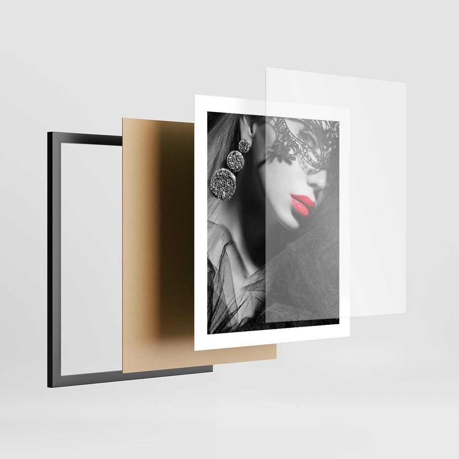 Plakat w ramie 40x50 - Zmysłowe usta damy - kobieta, usta - rama czarna