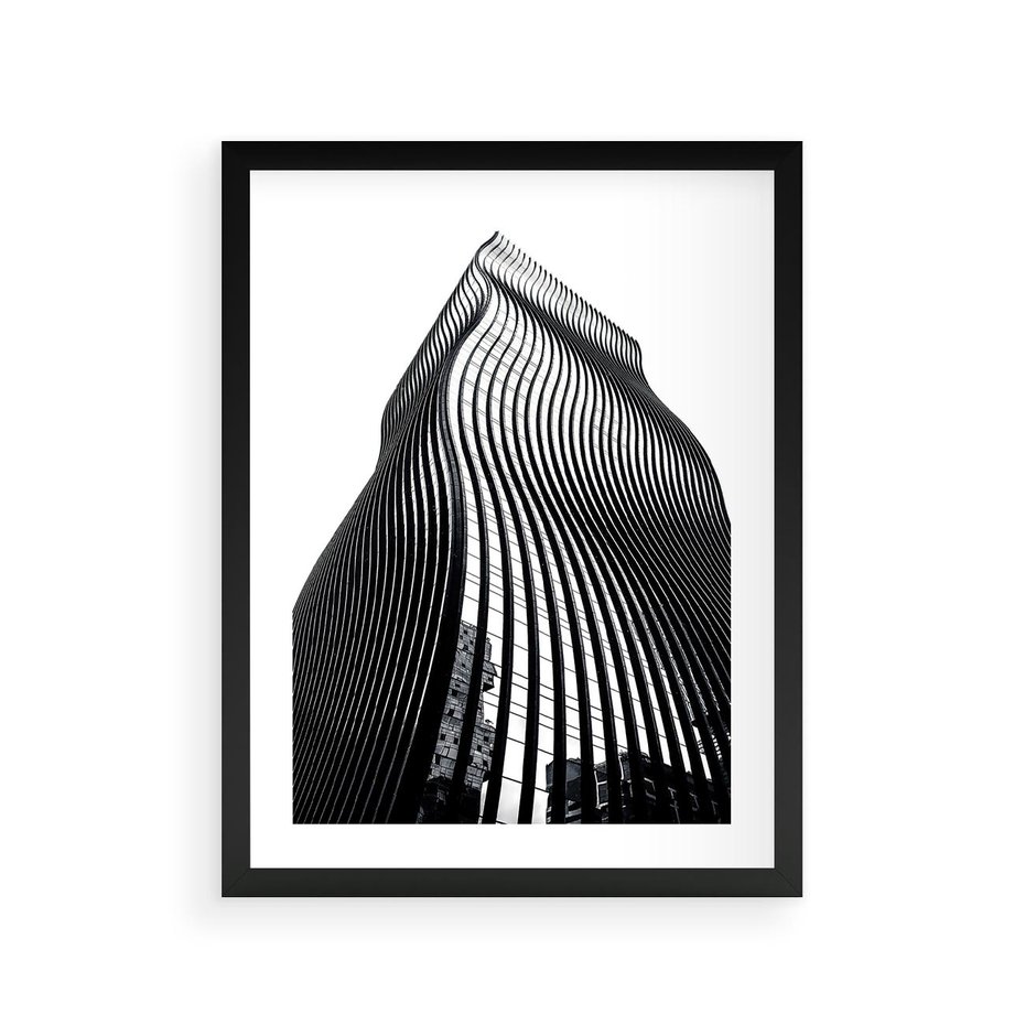 Plakat w ramie 30x40 - Falowany Wieżowiec na Fotografii - architektura, falowany wieżowiec - rama czarna