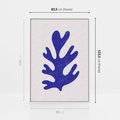 Obraz w ramie 80x120 - Przenikająca Struktura - boho plakat, niebieski liść w intensywnym kolorze - rama biała