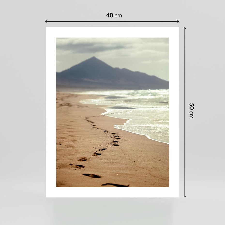 Plakat bez ramy 40x50 - Ślady stóp na plaży - plaża, ślady