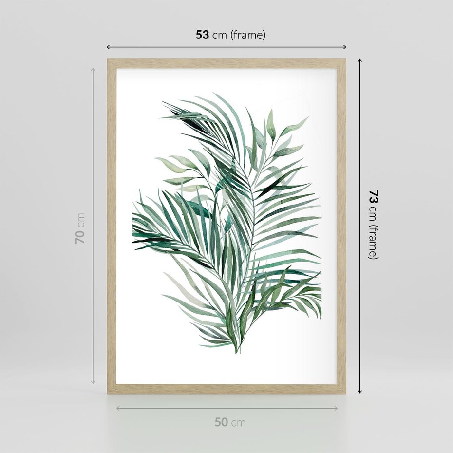 Plakat w ramie 50x70 - Blask Natury - złote, liście - rama drewno