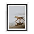 Plakat w ramie 50x70 - Przyjaciel na Plaży - pies, na plaży - rama czarna