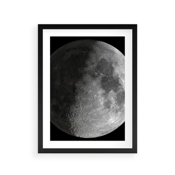 Plakat w ramie 30x40 - Kontrastowy księżyc w czerni i bieli - księżyc, czarno - rama czarna