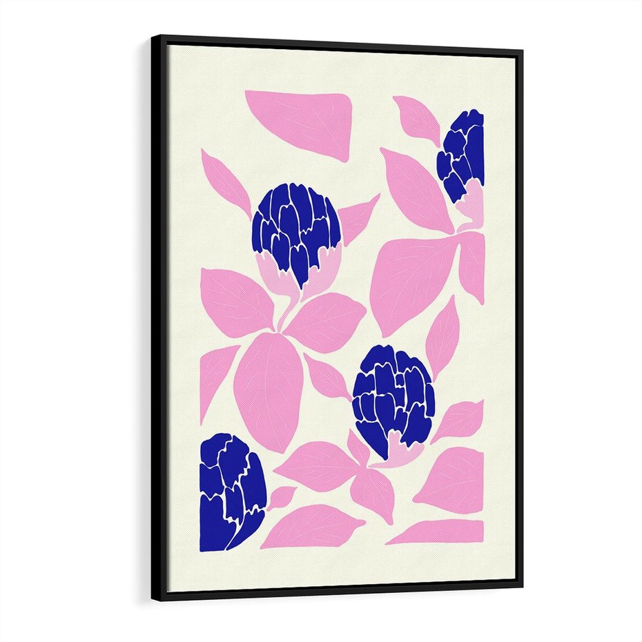 Obraz w ramie 70x100 - Impresje deszczu - nowoczesna kompozycja, kwiaty - rama czarna