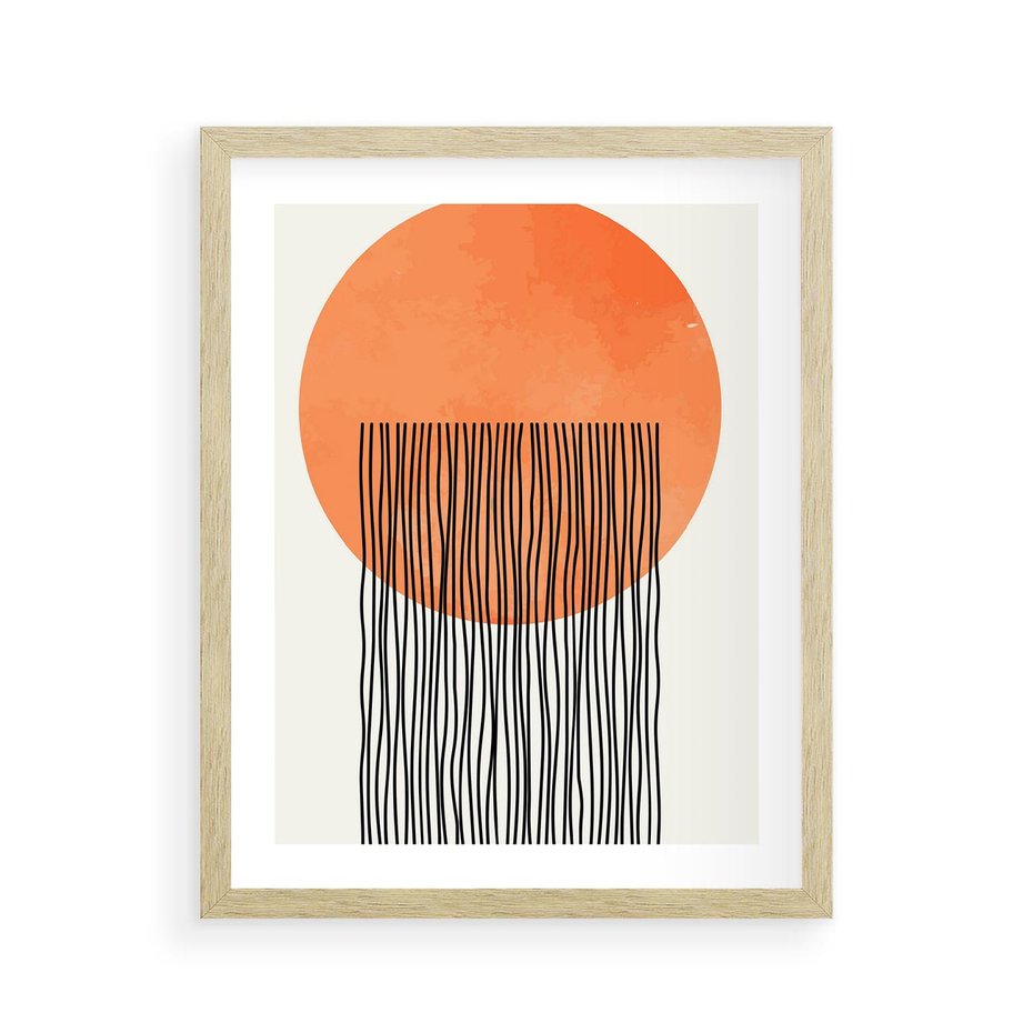 Plakat w ramie 40x50 - Echa Wyobraźni - koło, boho styl - rama drewno