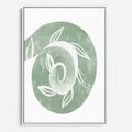 Obraz w ramie 70x100 - Zielony Świat Odpoczynku - abstrakcyjny zielony motyw, skandynawski design - rama biała