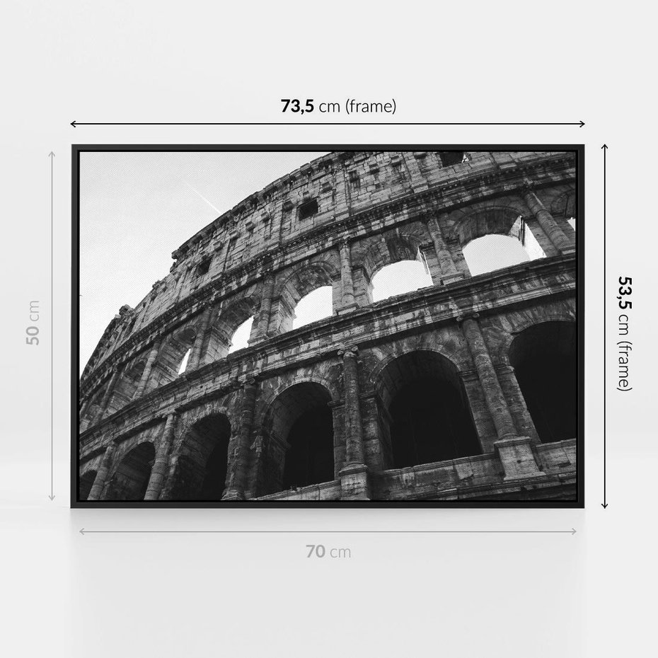 Obraz w ramie 70x50 - Koloseum w Czarnej Bieli - antyczna architektura, koloseum - rama czarna