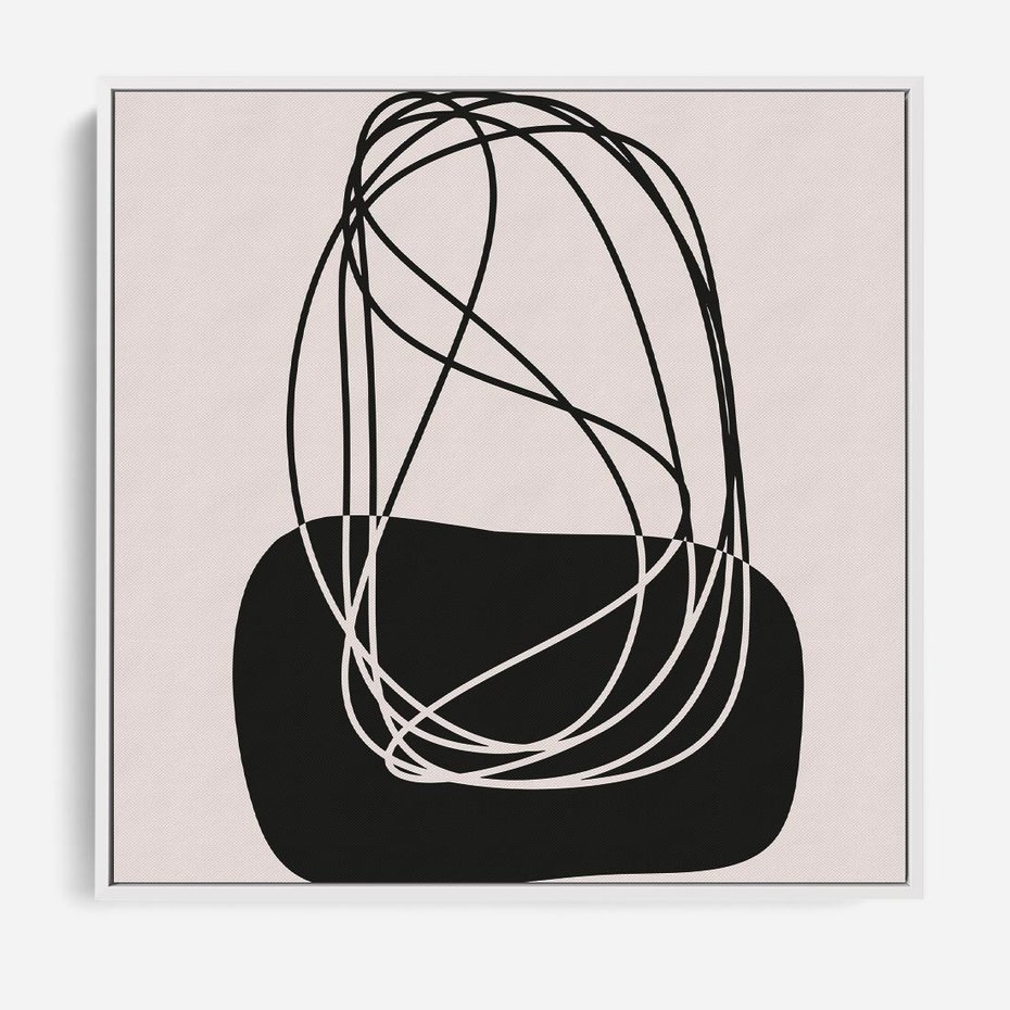 Obraz w ramie 80x80 - Linie Eksploracji - abstrakcyjne szkicowane linie, minimalizm - rama biała