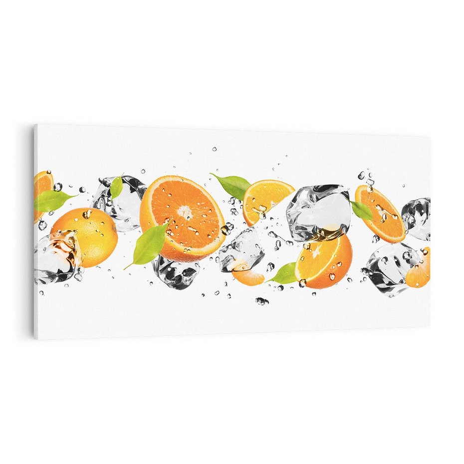 Obraz na płótnie 100x50 - Słoneczne pomarańcze z wodą - pomarańcze, woda
