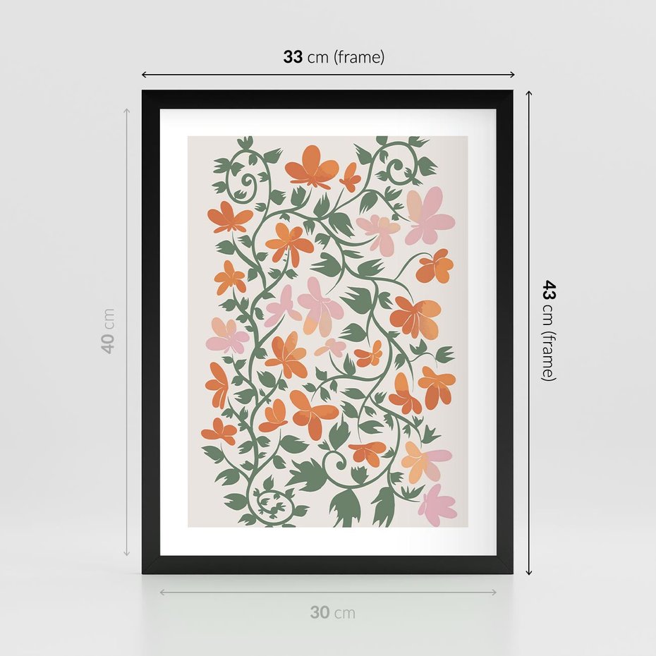 Plakat w ramie 30x40 - Kwiatowa Refleksja - kwiaty polne, plakat - rama czarna