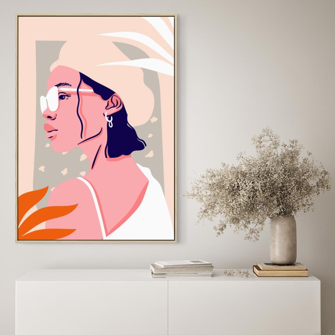 Obraz w ramie 80x120 - Kobieca Esencja - nowoczesny plakat, styl retro - rama drewno