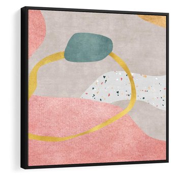 Obraz w ramie 50x50 - Ekspresja w ruchu pędzla - abstrakcja, połączenie kształtów - rama czarna