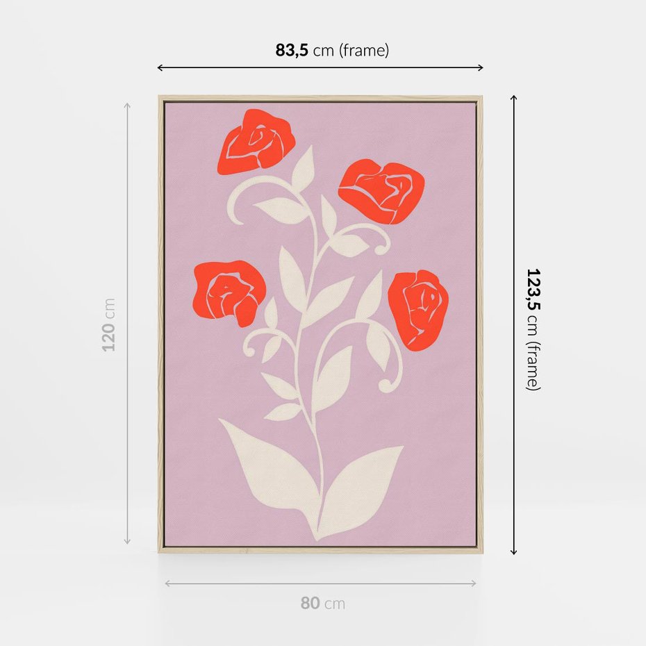 Obraz w ramie 80x120 - Migotliwe Widzenie Kwiatów - nowoczesny plakat, roślinne motywy - rama drewno