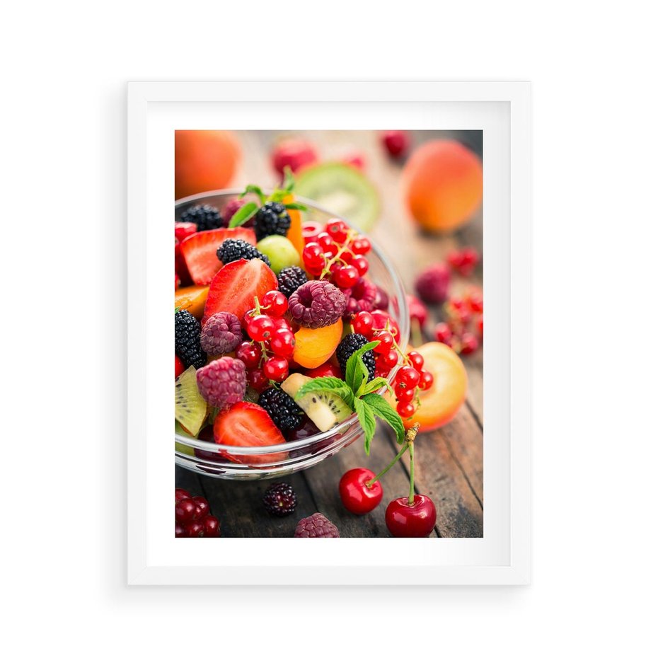 Plakat w ramie 40x50 - Smakowite Porywy - owoce, jedzenie - rama biała