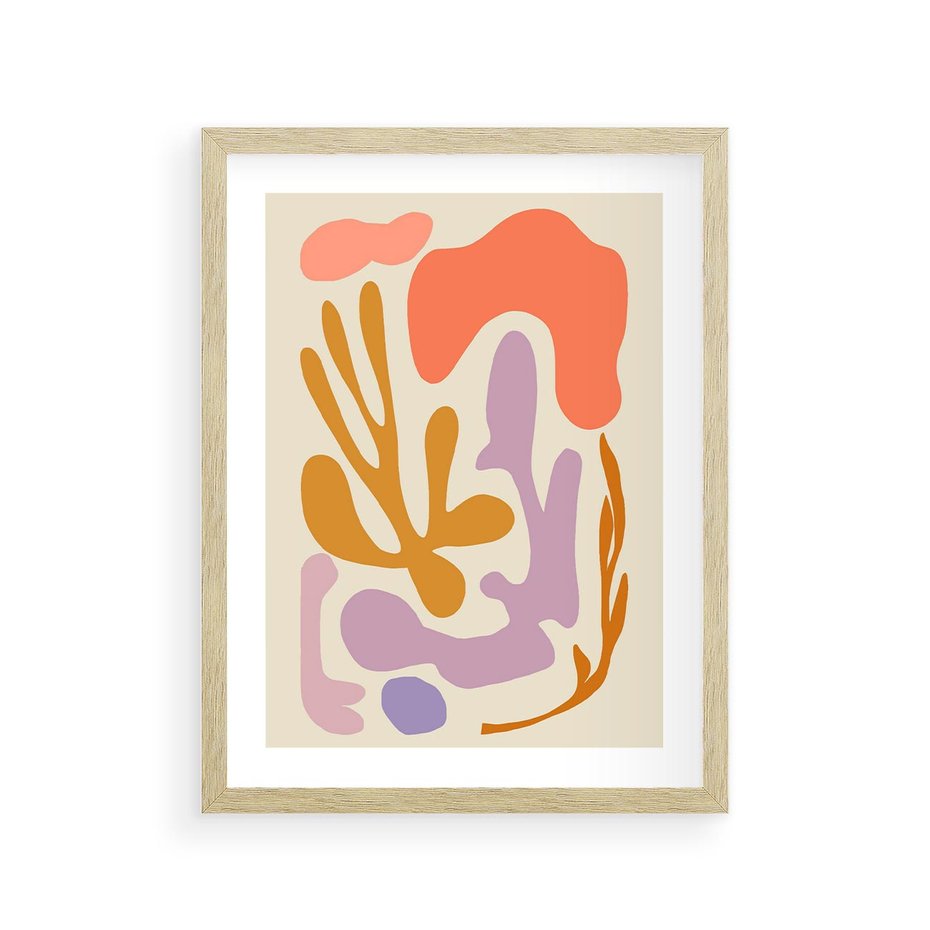 Plakat w ramie 30x40 - Ekspresjonistyczne Impulsy - abstrakcyjny obraz, pastelowe kolory - rama drewno