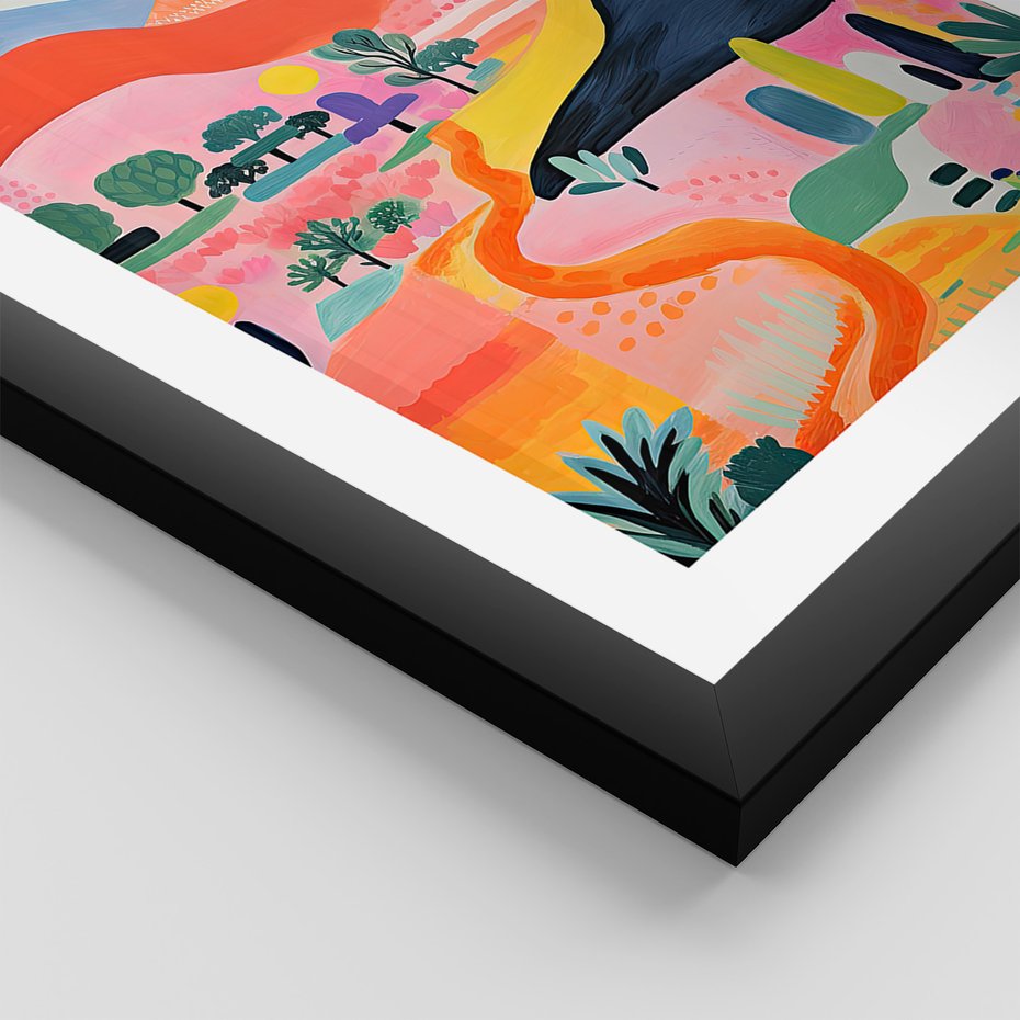 Zestaw obrazy w ramie 40x50 galeria - góry, pejzaż, krajobraz, boho - rama czarna