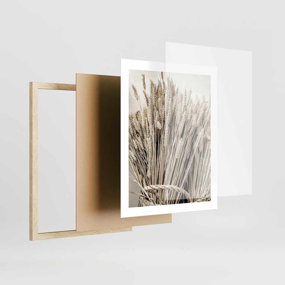 Plakat w ramie 40x50 - Letni Plon - zboże, kłosy zboża - rama drewno