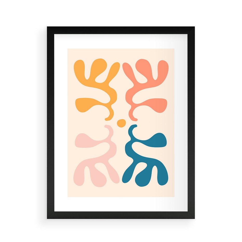 Plakat w ramie 50x70 - Migotliwe Akwarelowe Kontury - absrakcyjne dziwne formy, nowoczesny plakat - rama czarna