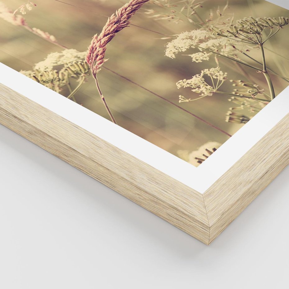 Plakat w ramie 30x40 - Boho Wizja - suszone, trawy - rama drewno