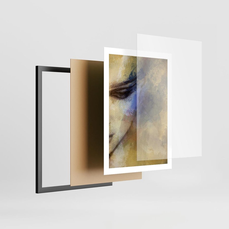 Plakat w ramie 50x70 - Graficzna ekspresja kobiecego portretu - portret, grafika - rama czarna