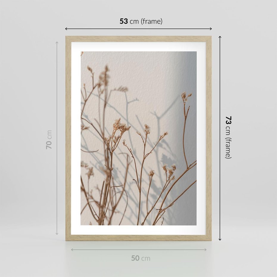 Plakat w ramie 50x70 - Boho gałązki suche - gałązki, suche - rama drewno