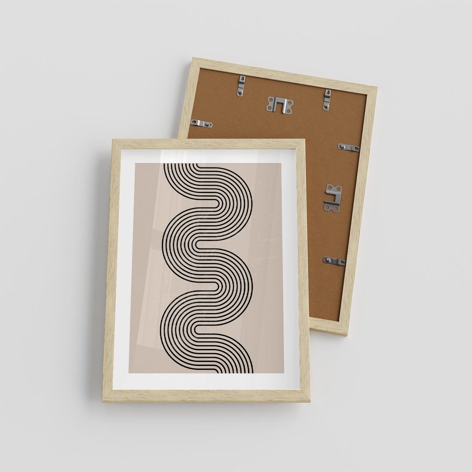 Plakat w ramie 30x40 - Bezgraniczne Odbicia - abstrakcyjne linie, geometria - rama drewno