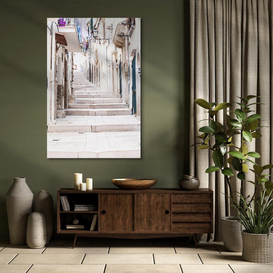 Obraz na płótnie 50x70 - Urokliwa uliczka w perspektywie - uliczka, perspektywa