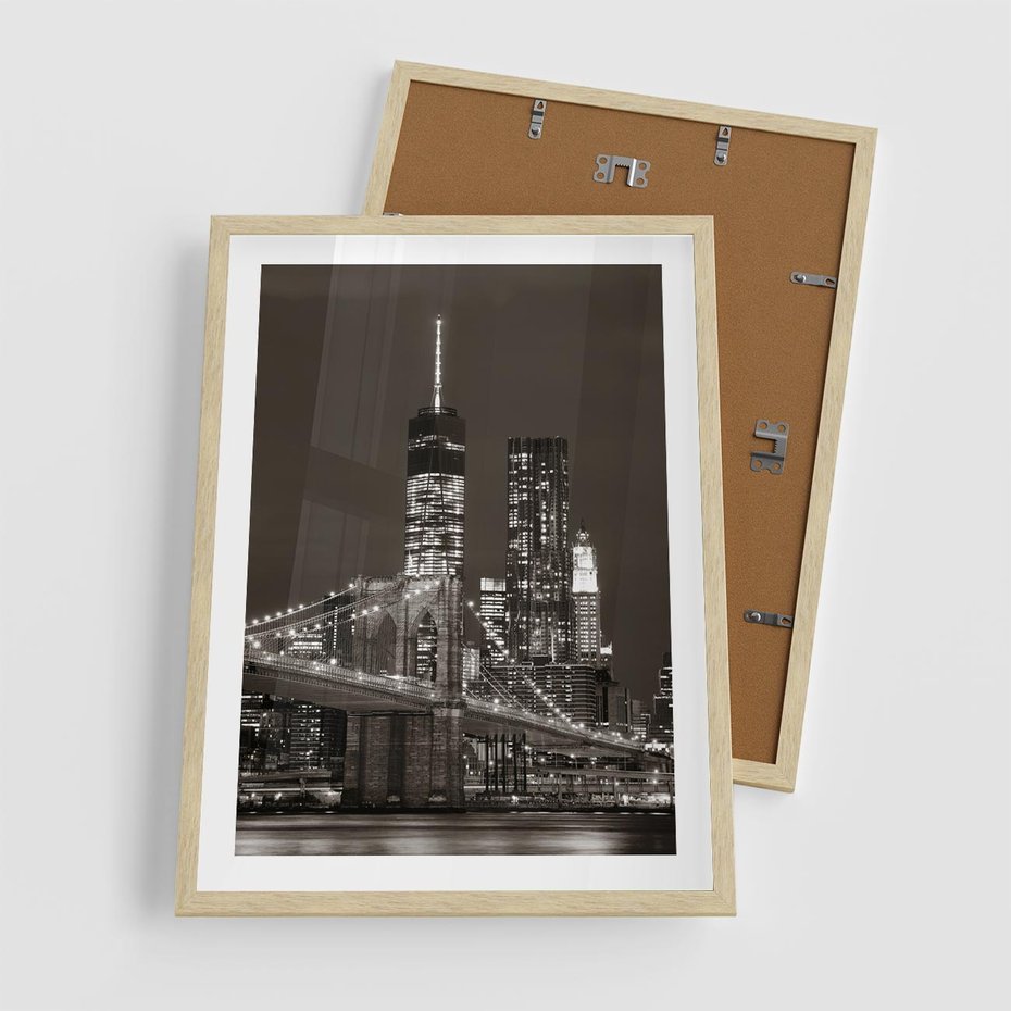 Plakat w ramie 50x70 - Magia miasta nocą - miasto, noc - rama drewno