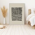 Obraz w ramie 70x100 - Energetyczne Pulsacje Nowości - boho plakat, czarne kropki kreski - rama biała